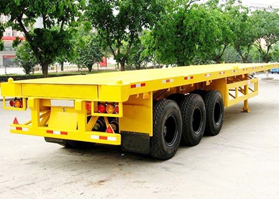Low Bed  FUWA Flatbed Truck Trailer 2500mm 4 Axle Flatbed Trailer